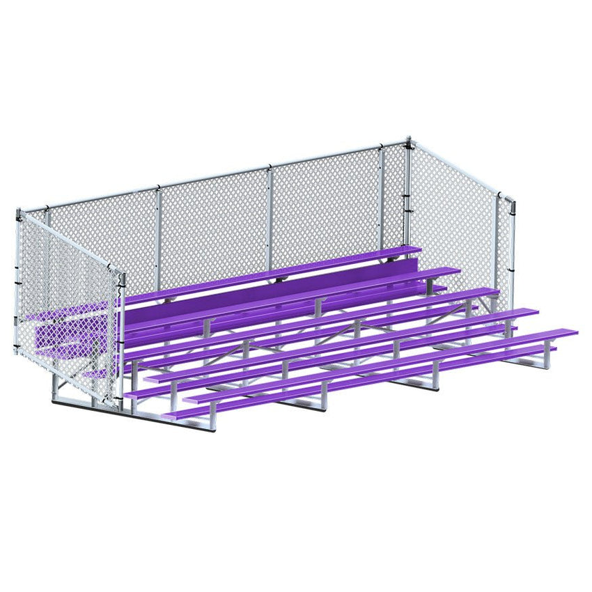 Jaypro Sports Bleacher - Aluminum Bleachers with Chain Link, Powder Coated - Five Rows - 21' L ( BLCH - 521CPC) - SchoolOutlet