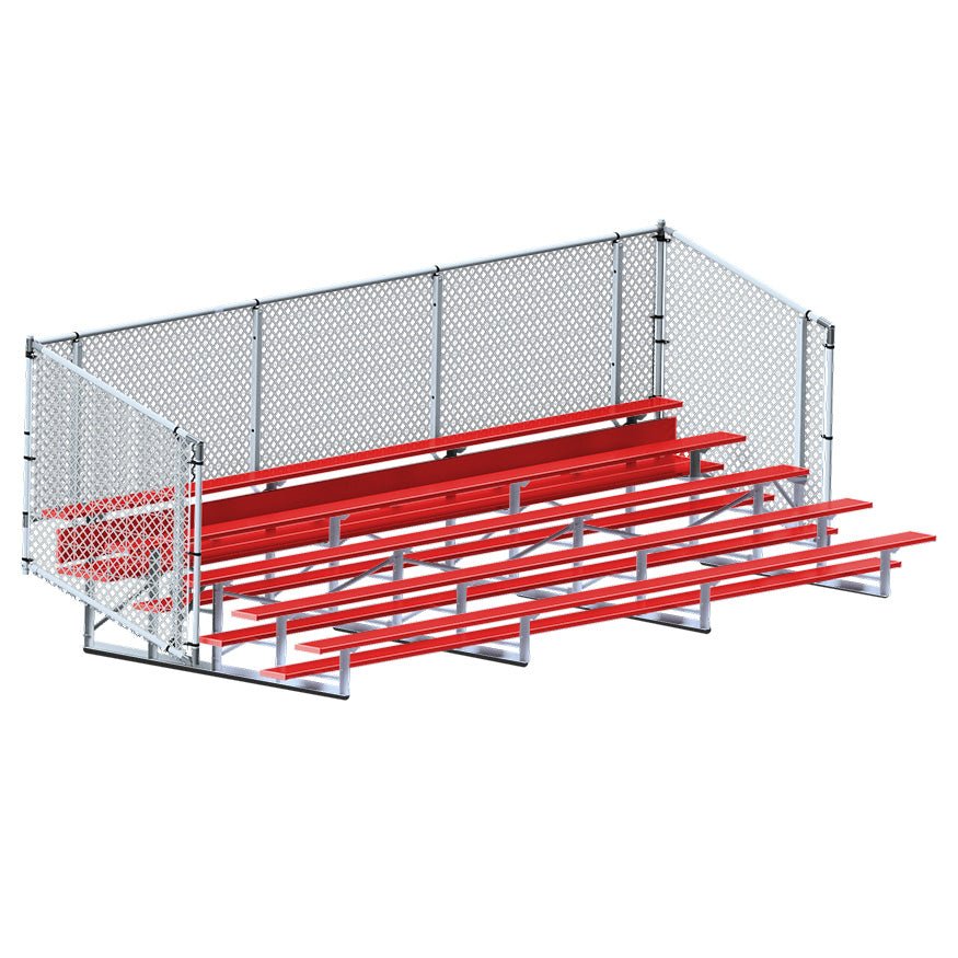Jaypro Sports Bleacher - Aluminum Bleachers with Chain Link, Powder Coated - Five Rows - 21' L ( BLCH - 521CPC) - SchoolOutlet