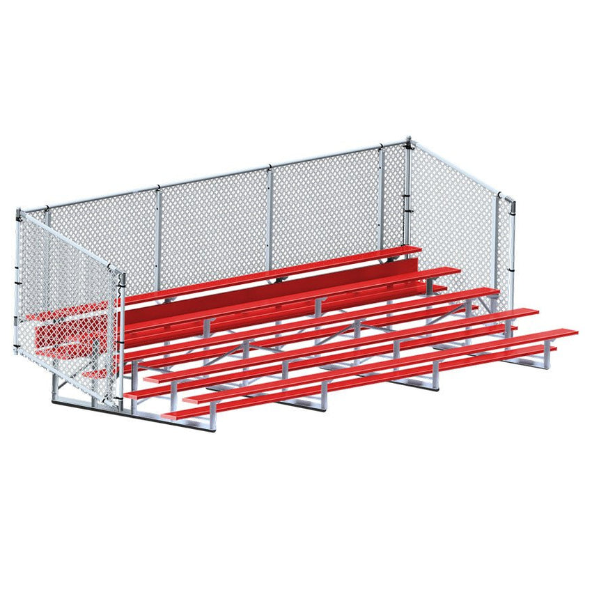 Jaypro Sports Bleacher - Aluminum Bleachers with Chain Link, Powder Coated - Five Rows - 21' L ( BLCH - 521CPC) - SchoolOutlet