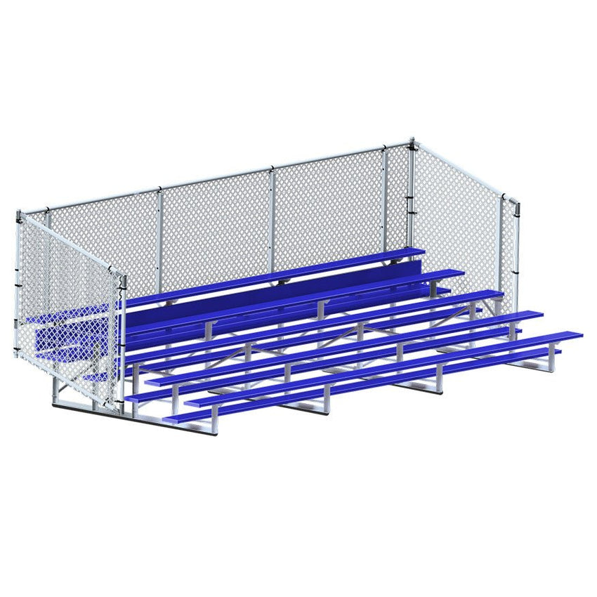Jaypro Sports Bleacher - Aluminum Bleachers with Chain Link, Powder Coated - Five Rows - 21' L ( BLCH - 521CPC) - SchoolOutlet