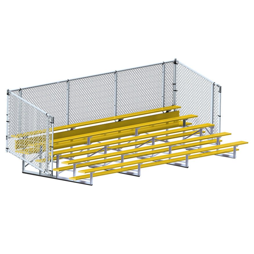 Jaypro Sports Bleacher - Aluminum Bleachers with Chain Link, Powder Coated - Five Rows - 21' L ( BLCH - 521CPC) - SchoolOutlet
