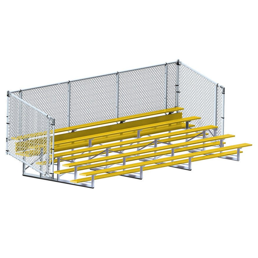 Jaypro Sports Bleacher - Aluminum Bleachers with Chain Link, Powder Coated - Five Rows - 21' L ( BLCH - 521CPC) - SchoolOutlet