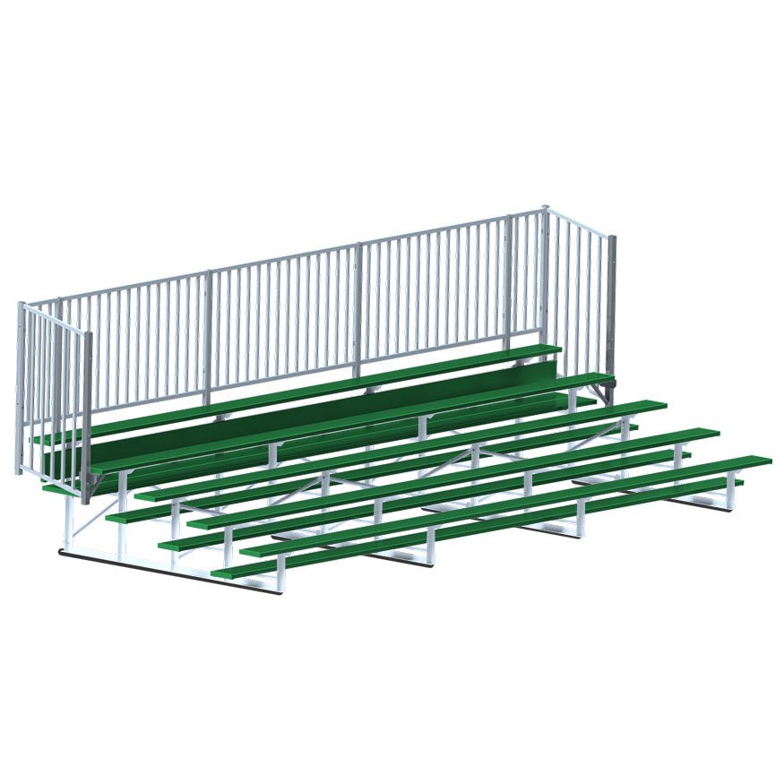 Jaypro Sports Bleacher - 5 Row - Single Foot Plank with Guard Rail, Powder Coated - 21' L (BLCH - 521GRPC) - SchoolOutlet