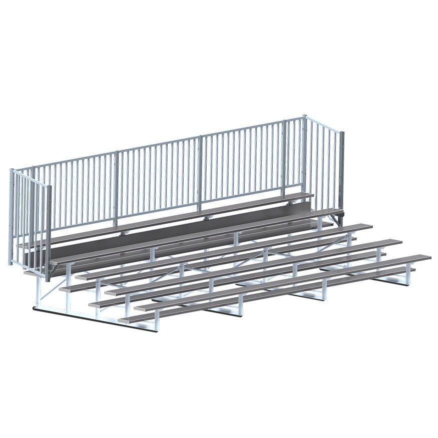 Jaypro Sports Bleacher - 5 Row - Single Foot Plank with Guard Rail, Powder Coated - 21' L (BLCH - 521GRPC) - SchoolOutlet