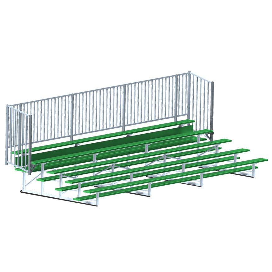 Jaypro Sports Bleacher - 5 Row - Single Foot Plank with Guard Rail, Powder Coated - 21' L (BLCH - 521GRPC) - SchoolOutlet