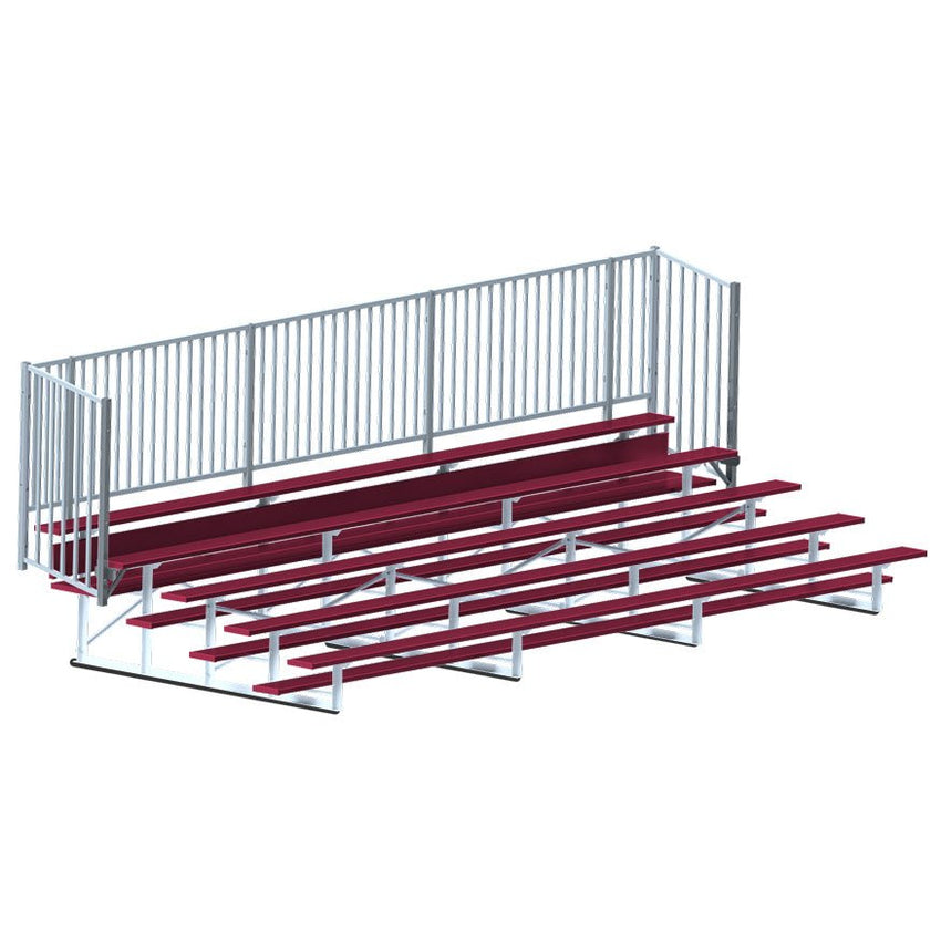 Jaypro Sports Bleacher - 5 Row - Single Foot Plank with Guard Rail, Powder Coated - 21' L (BLCH - 521GRPC) - SchoolOutlet