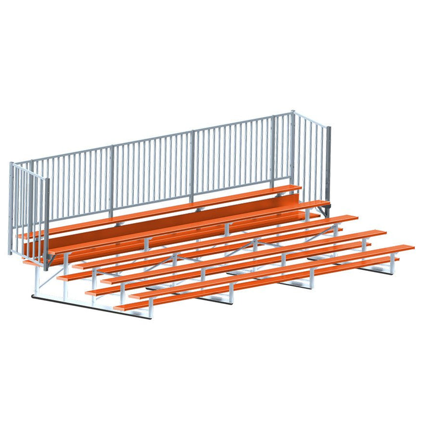 Jaypro Sports Bleacher - 5 Row - Single Foot Plank with Guard Rail, Powder Coated - 21' L (BLCH - 521GRPC) - SchoolOutlet
