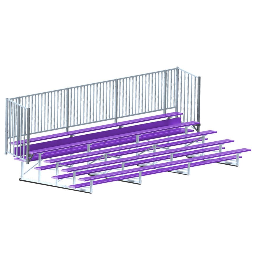 Jaypro Sports Bleacher - 5 Row - Single Foot Plank with Guard Rail, Powder Coated - 21' L (BLCH - 521GRPC) - SchoolOutlet