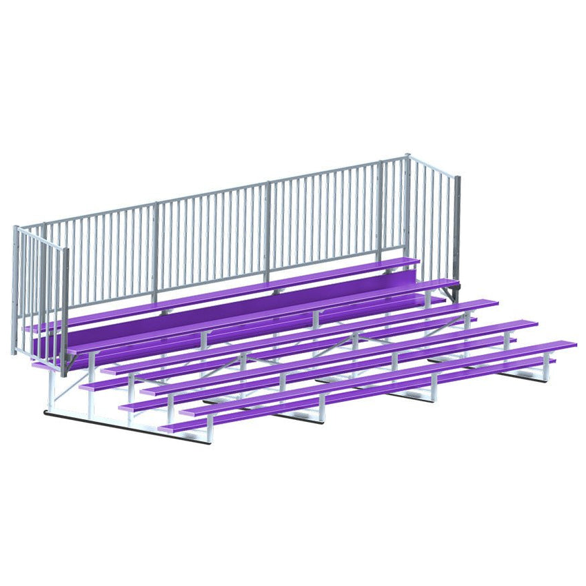 Jaypro Sports Bleacher - 5 Row - Single Foot Plank with Guard Rail, Powder Coated - 21' L (BLCH - 521GRPC) - SchoolOutlet