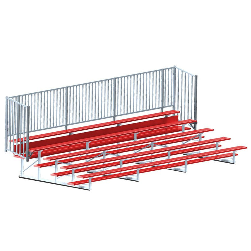 Jaypro Sports Bleacher - 5 Row - Single Foot Plank with Guard Rail, Powder Coated - 21' L (BLCH - 521GRPC) - SchoolOutlet
