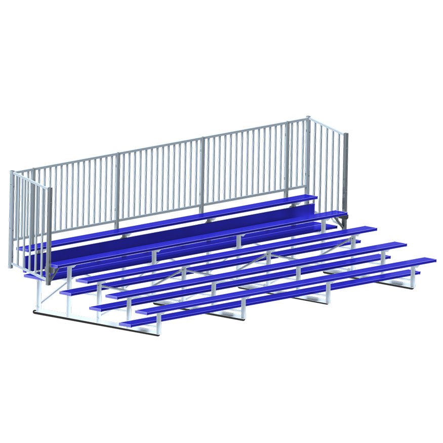 Jaypro Sports Bleacher - 5 Row - Single Foot Plank with Guard Rail, Powder Coated - 21' L (BLCH - 521GRPC) - SchoolOutlet