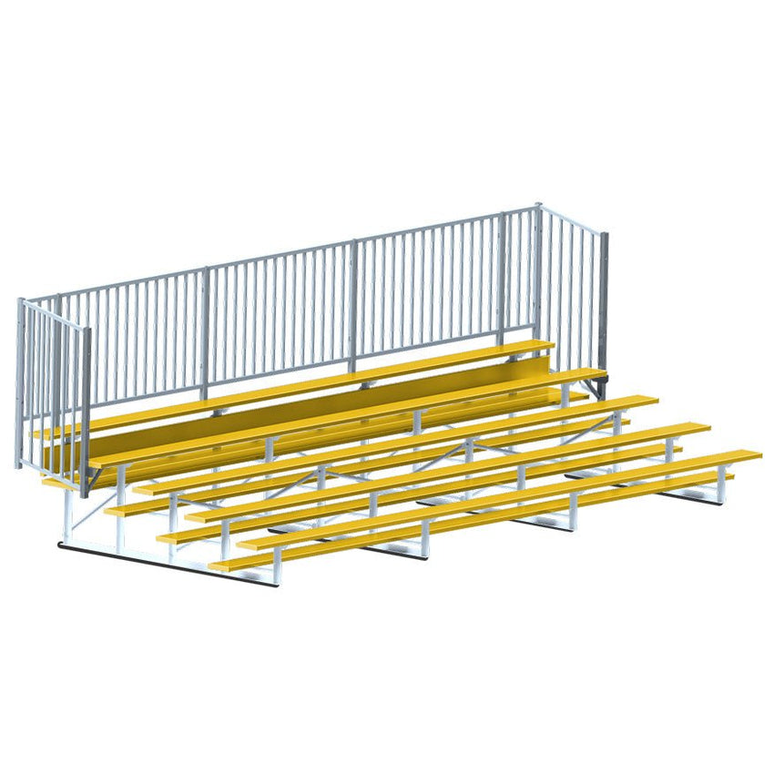 Jaypro Sports Bleacher - 5 Row - Single Foot Plank with Guard Rail, Powder Coated - 21' L (BLCH - 521GRPC) - SchoolOutlet