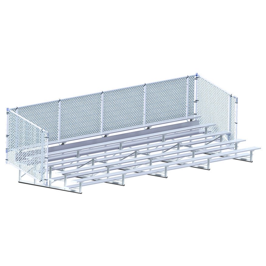 Jaypro Sports Bleacher - 5 Row - Single Foot Plank with Chain Link Rail - 27' L (BLCH - 527C) - SchoolOutlet