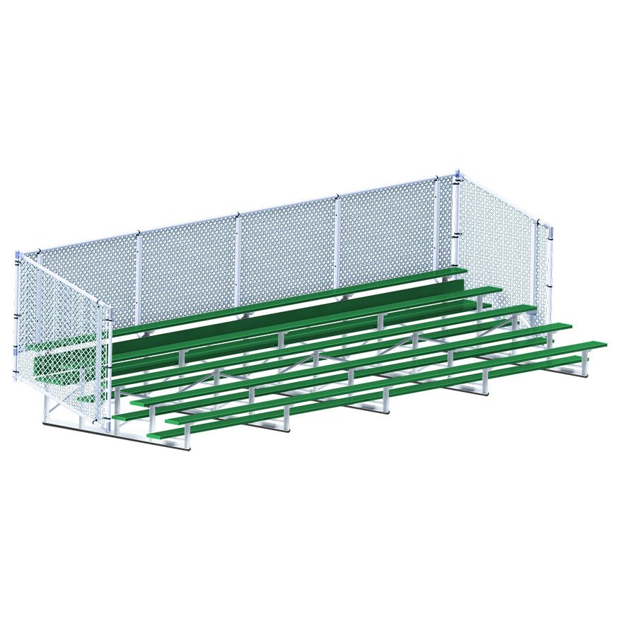 Jaypro Sports Bleacher - 5 Row - Single Foot Plank with Chain Link Rail, Powder Coated - 27' L (BLCH - 527CPC) - SchoolOutlet