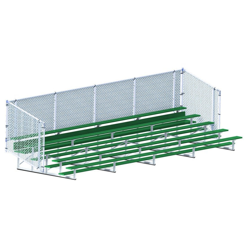 Jaypro Sports Bleacher - 5 Row - Single Foot Plank with Chain Link Rail, Powder Coated - 27' L (BLCH - 527CPC) - SchoolOutlet