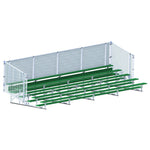 Jaypro Sports Bleacher - 5 Row - Single Foot Plank with Chain Link Rail, Powder Coated - 27' L (BLCH - 527CPC) - SchoolOutlet