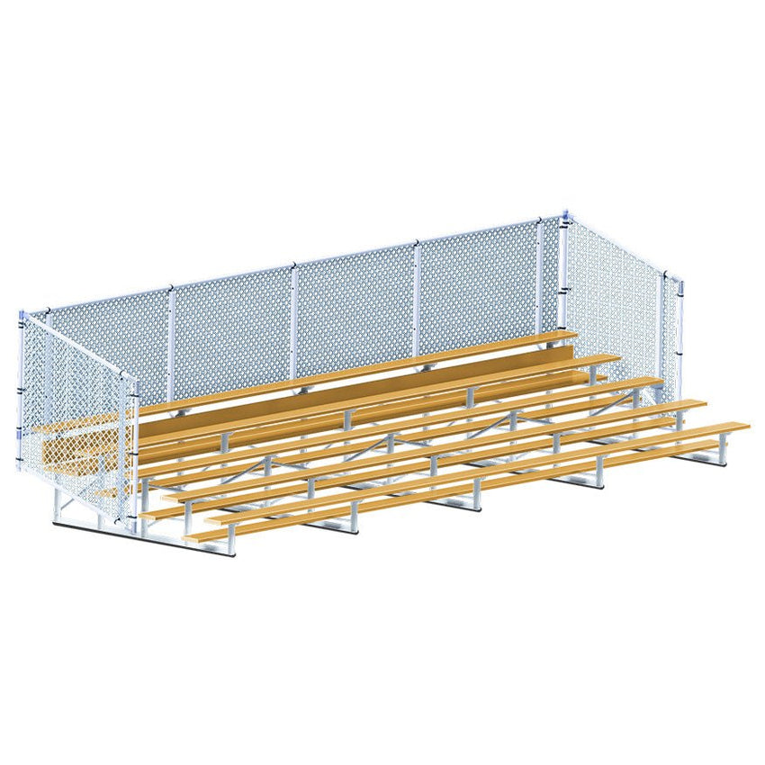 Jaypro Sports Bleacher - 5 Row - Single Foot Plank with Chain Link Rail, Powder Coated - 27' L (BLCH - 527CPC) - SchoolOutlet