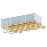 Jaypro Sports Bleacher - 5 Row - Single Foot Plank with Chain Link Rail, Powder Coated - 27' L (BLCH - 527CPC) - SchoolOutlet