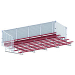 Jaypro Sports Bleacher - 5 Row - Single Foot Plank with Chain Link Rail, Powder Coated - 27' L (BLCH - 527CPC) - SchoolOutlet