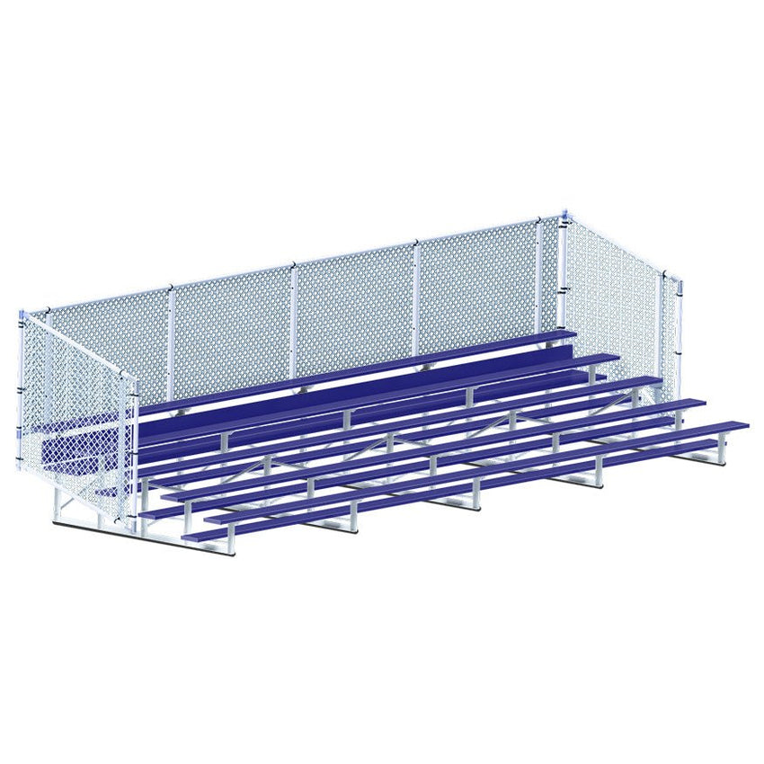 Jaypro Sports Bleacher - 5 Row - Single Foot Plank with Chain Link Rail, Powder Coated - 27' L (BLCH - 527CPC) - SchoolOutlet