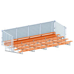 Jaypro Sports Bleacher - 5 Row - Single Foot Plank with Chain Link Rail, Powder Coated - 27' L (BLCH - 527CPC) - SchoolOutlet
