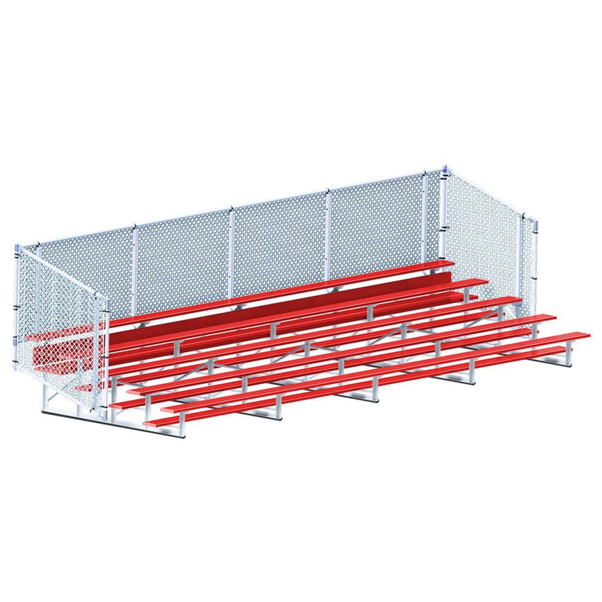 Jaypro Sports Bleacher - 5 Row - Single Foot Plank with Chain Link Rail, Powder Coated - 27' L (BLCH - 527CPC) - SchoolOutlet