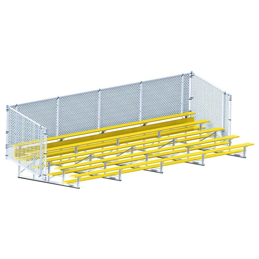 Jaypro Sports Bleacher - 5 Row - Single Foot Plank with Chain Link Rail, Powder Coated - 27' L (BLCH - 527CPC) - SchoolOutlet