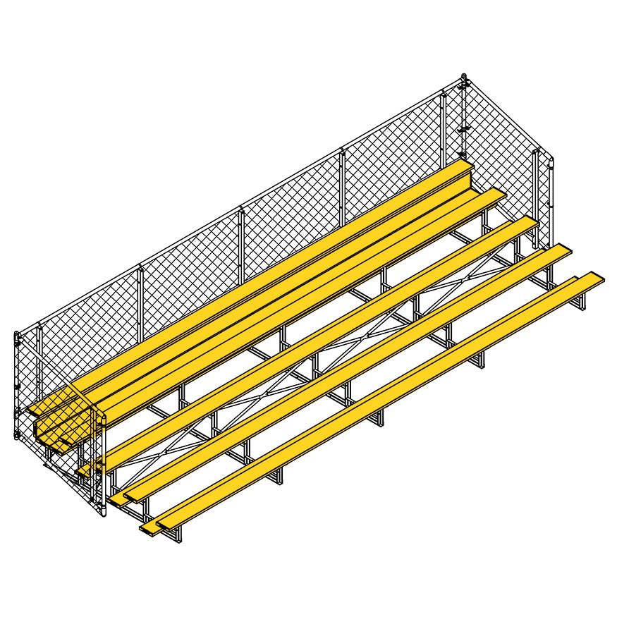 Jaypro Sports Bleacher - 5 Row - Single Foot Plank with Chain Link Rail, Powder Coated - 27' L (BLCH - 527CPC) - SchoolOutlet