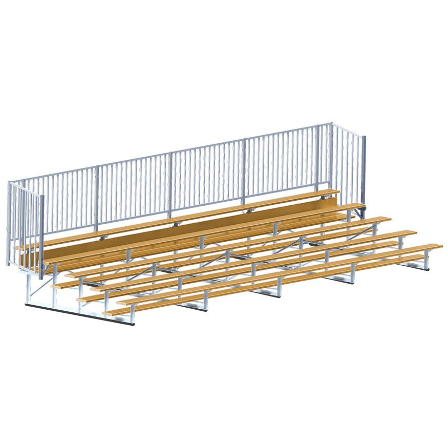 Jaypro Sports Bleacher - 5 Row - Single Foot Plank with Guard Rail, Powder Coated - 27' L (BLCH - 527GRPC) - SchoolOutlet