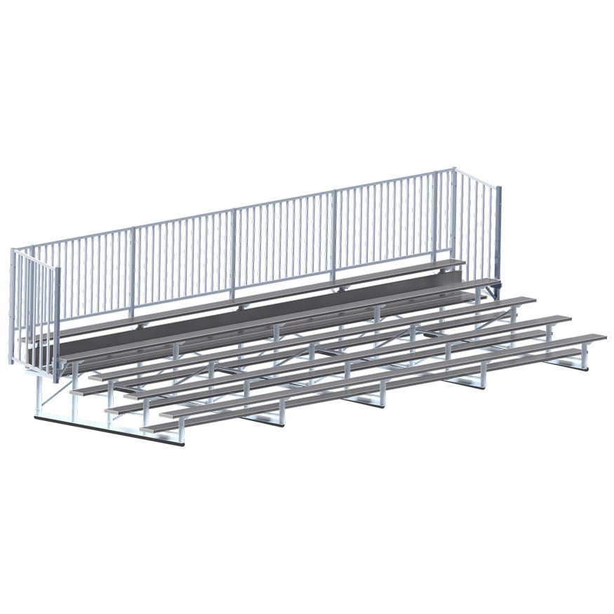 Jaypro Sports Bleacher - 5 Row - Single Foot Plank with Guard Rail, Powder Coated - 27' L (BLCH - 527GRPC) - SchoolOutlet