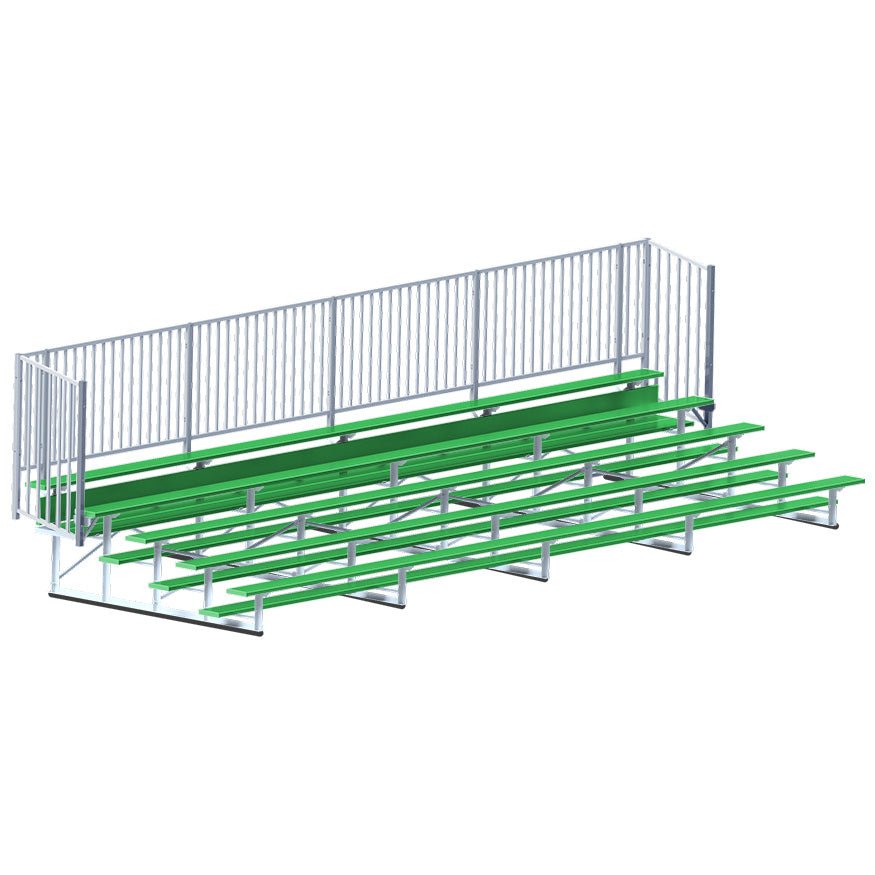 Jaypro Sports Bleacher - 5 Row - Single Foot Plank with Guard Rail, Powder Coated - 27' L (BLCH - 527GRPC) - SchoolOutlet