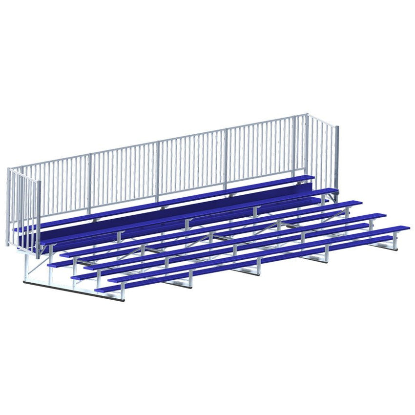 Jaypro Sports Bleacher - 5 Row - Single Foot Plank with Guard Rail, Powder Coated - 27' L (BLCH - 527GRPC) - SchoolOutlet