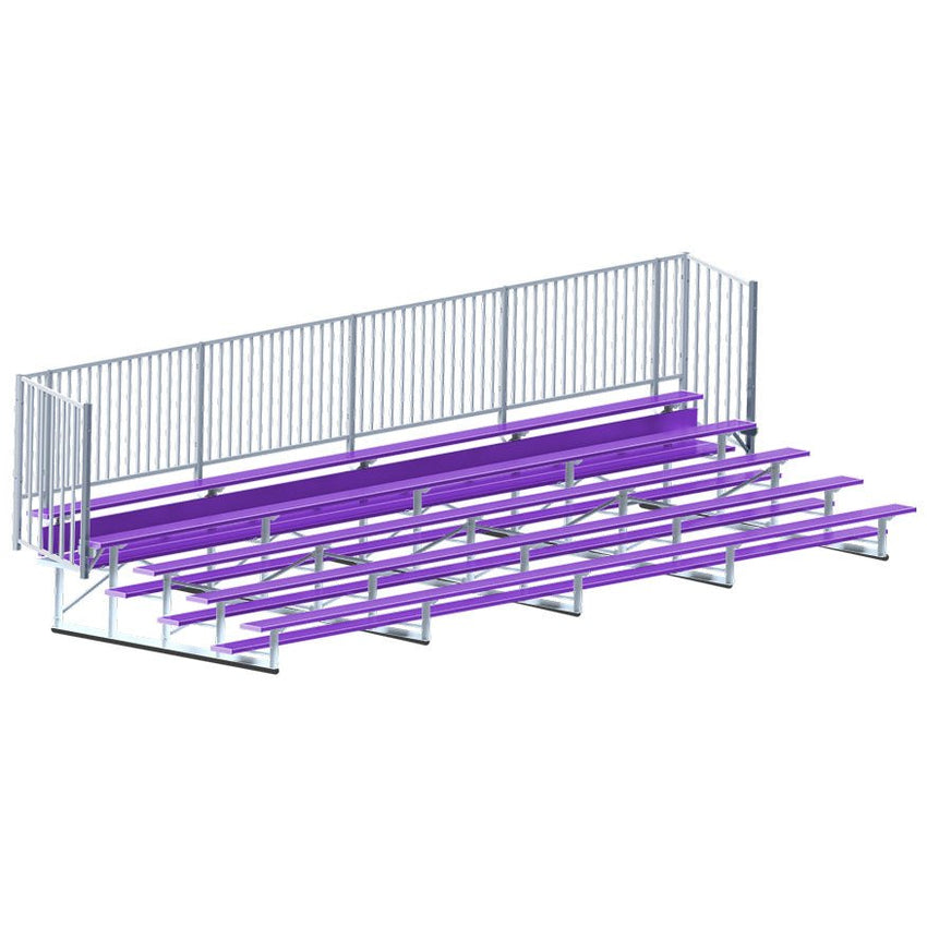 Jaypro Sports Bleacher - 5 Row - Single Foot Plank with Guard Rail, Powder Coated - 27' L (BLCH - 527GRPC) - SchoolOutlet