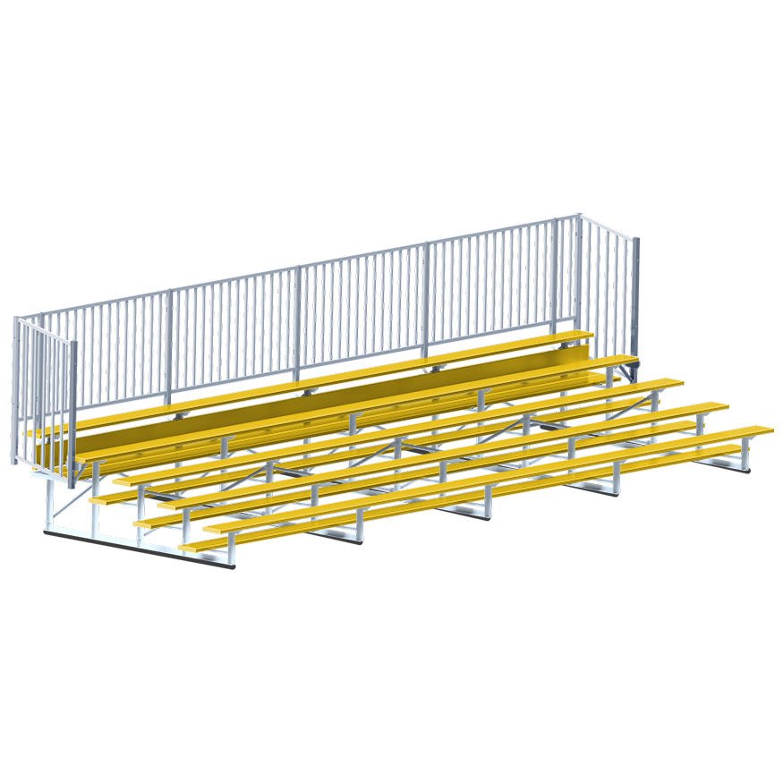 Jaypro Sports Bleacher - 5 Row - Single Foot Plank with Guard Rail, Powder Coated - 27' L (BLCH - 527GRPC) - SchoolOutlet