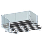 Jaypro Sports Bleacher - 5 Row - Single Foot Plank with Chain Link Rai, Powder Coatedl - 15' L (BLCH - 5CPC) - SchoolOutlet