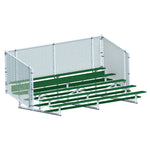 Jaypro Sports Bleacher - 5 Row - Single Foot Plank with Chain Link Rai, Powder Coatedl - 15' L (BLCH - 5CPC) - SchoolOutlet