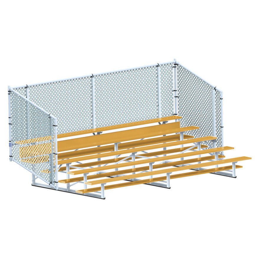 Jaypro Sports Bleacher - 5 Row - Single Foot Plank with Chain Link Rai, Powder Coatedl - 15' L (BLCH - 5CPC) - SchoolOutlet