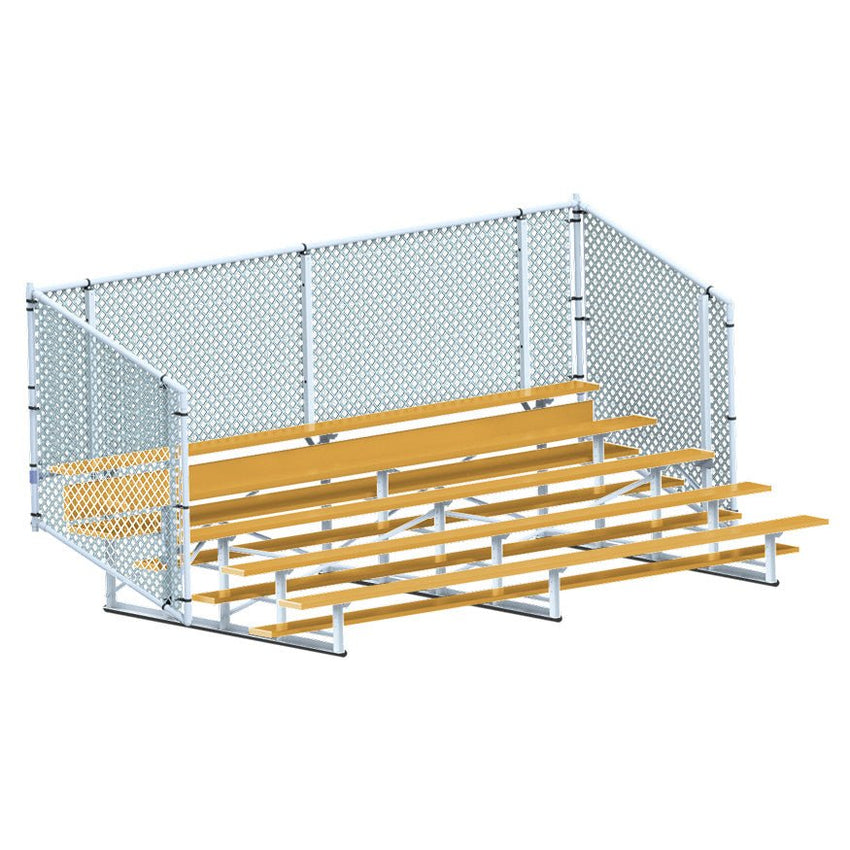 Jaypro Sports Bleacher - 5 Row - Single Foot Plank with Chain Link Rai, Powder Coatedl - 15' L (BLCH - 5CPC) - SchoolOutlet