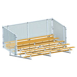 Jaypro Sports Bleacher - 5 Row - Single Foot Plank with Chain Link Rai, Powder Coatedl - 15' L (BLCH - 5CPC) - SchoolOutlet