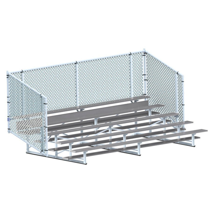 Jaypro Sports Bleacher - 5 Row - Single Foot Plank with Chain Link Rai, Powder Coatedl - 15' L (BLCH - 5CPC) - SchoolOutlet