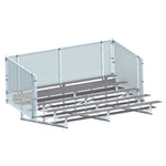 Jaypro Sports Bleacher - 5 Row - Single Foot Plank with Chain Link Rai, Powder Coatedl - 15' L (BLCH - 5CPC) - SchoolOutlet