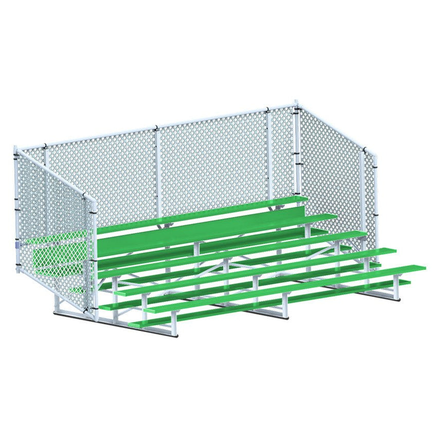 Jaypro Sports Bleacher - 5 Row - Single Foot Plank with Chain Link Rai, Powder Coatedl - 15' L (BLCH - 5CPC) - SchoolOutlet