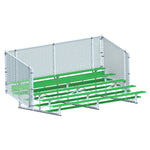 Jaypro Sports Bleacher - 5 Row - Single Foot Plank with Chain Link Rai, Powder Coatedl - 15' L (BLCH - 5CPC) - SchoolOutlet