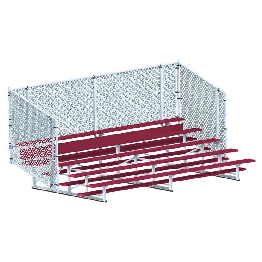 Jaypro Sports Bleacher - 5 Row - Single Foot Plank with Chain Link Rai, Powder Coatedl - 15' L (BLCH - 5CPC) - SchoolOutlet