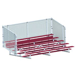 Jaypro Sports Bleacher - 5 Row - Single Foot Plank with Chain Link Rai, Powder Coatedl - 15' L (BLCH - 5CPC) - SchoolOutlet