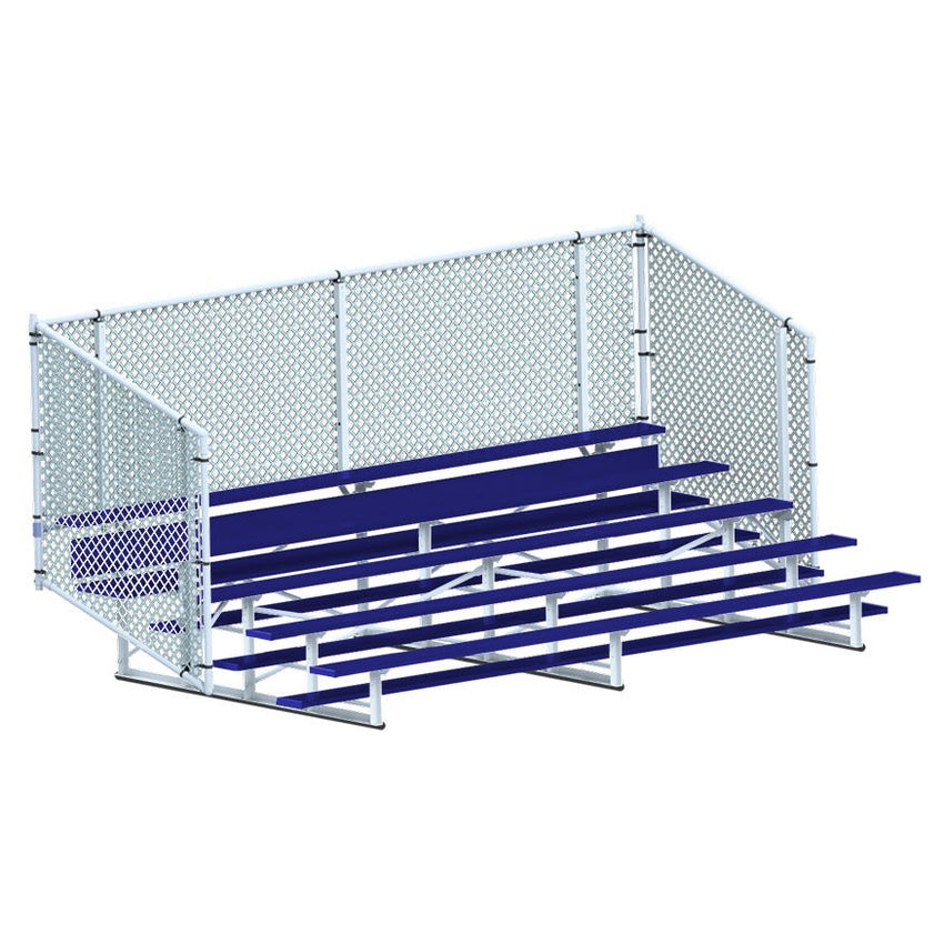 Jaypro Sports Bleacher - 5 Row - Single Foot Plank with Chain Link Rai, Powder Coatedl - 15' L (BLCH - 5CPC) - SchoolOutlet