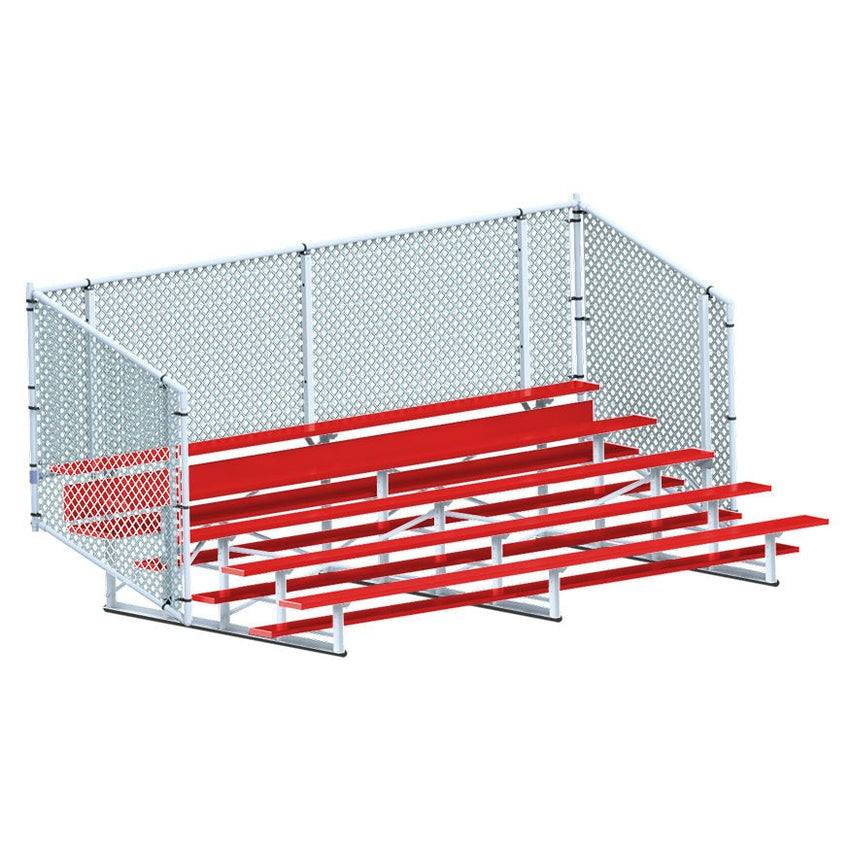 Jaypro Sports Bleacher - 5 Row - Single Foot Plank with Chain Link Rai, Powder Coatedl - 15' L (BLCH - 5CPC) - SchoolOutlet