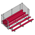 Jaypro Sports Bleacher - 5 Row - Single Foot Plank with Chain Link Rai, Powder Coatedl - 15' L (BLCH - 5CPC) - SchoolOutlet