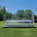 Jaypro Sports Bleacher - 5 Row - Single Foot Plank with Chain Link Rai, Powder Coatedl - 15' L (BLCH - 5CPC) - SchoolOutlet