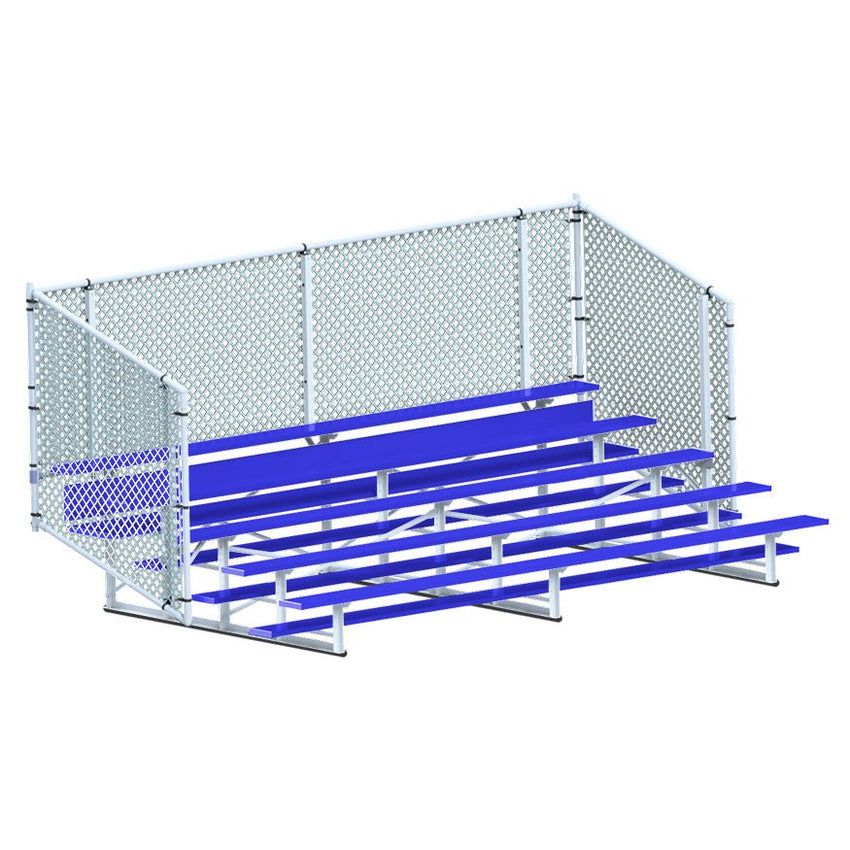 Jaypro Sports Bleacher - 5 Row - Single Foot Plank with Chain Link Rai, Powder Coatedl - 15' L (BLCH - 5CPC) - SchoolOutlet